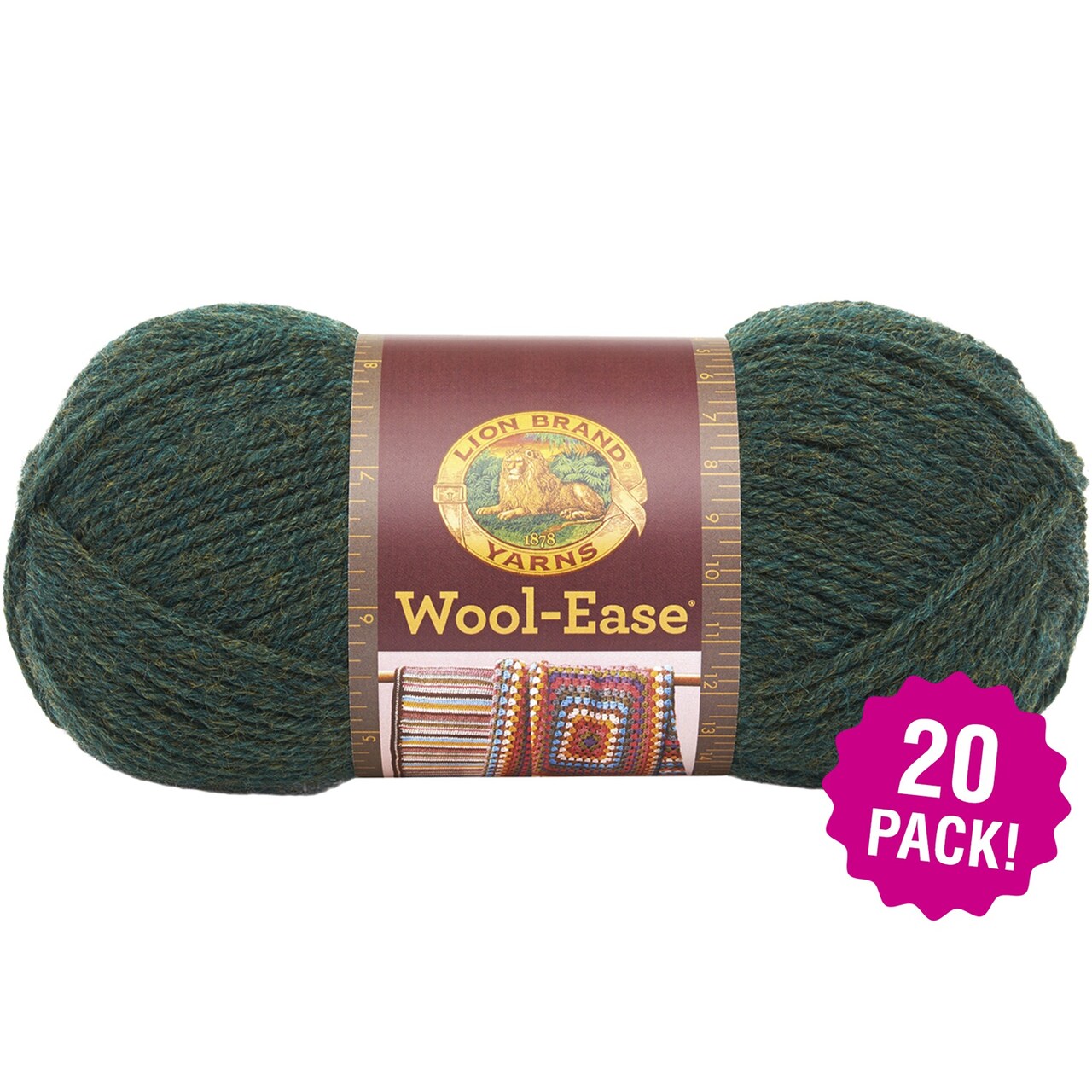 Multipack of 20 - Lion Brand Wool-Ease Yarn -Forest Green Heather
